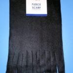 Max Grey black fleece scarf with fringe, ultra‑soft 100% polyester