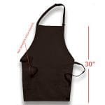 Black Dickies bib apron with adjustable slider neck and two patch pockets, 30 inches long