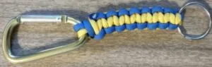 blue and gold paracord keychain