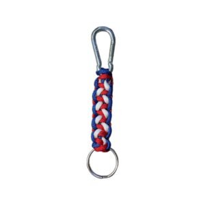 red, white and blue key chain