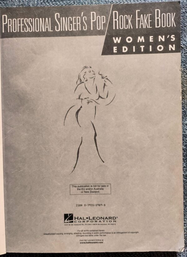 Professional Singer's Pop Rock Women's Edition sheet music book