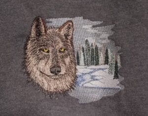 embroidered wolf head