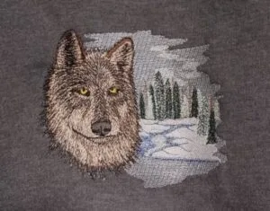 embroidered wolf head