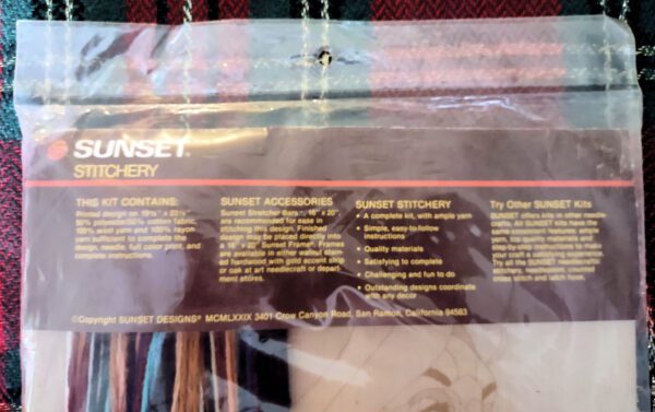 Indian Princess crewel embroidery kit by Sunset Designs back