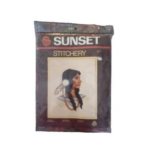 Indian Princess crewel embroidery kit by Sunset Designs shown in original package