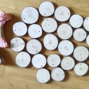 24 pre-drilled wood slices with bark