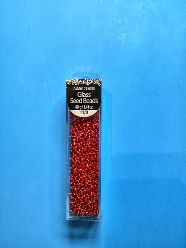 glass seed beads red