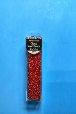 glass seed beads red