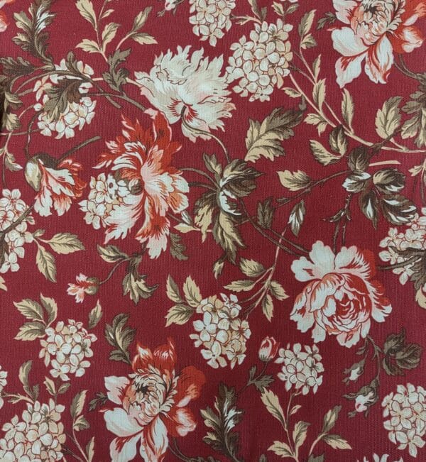 Burgundy country flowers cotton material