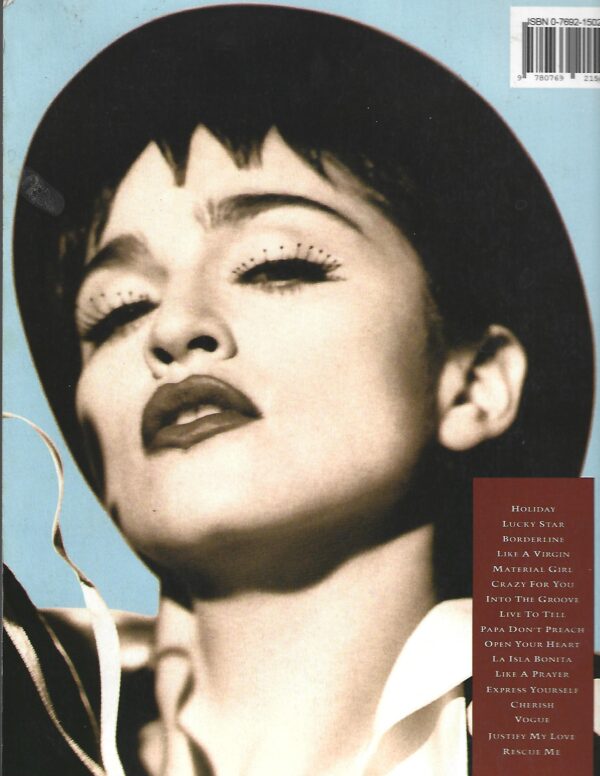 The Immaculate Collection by Madonna (sheet music) back