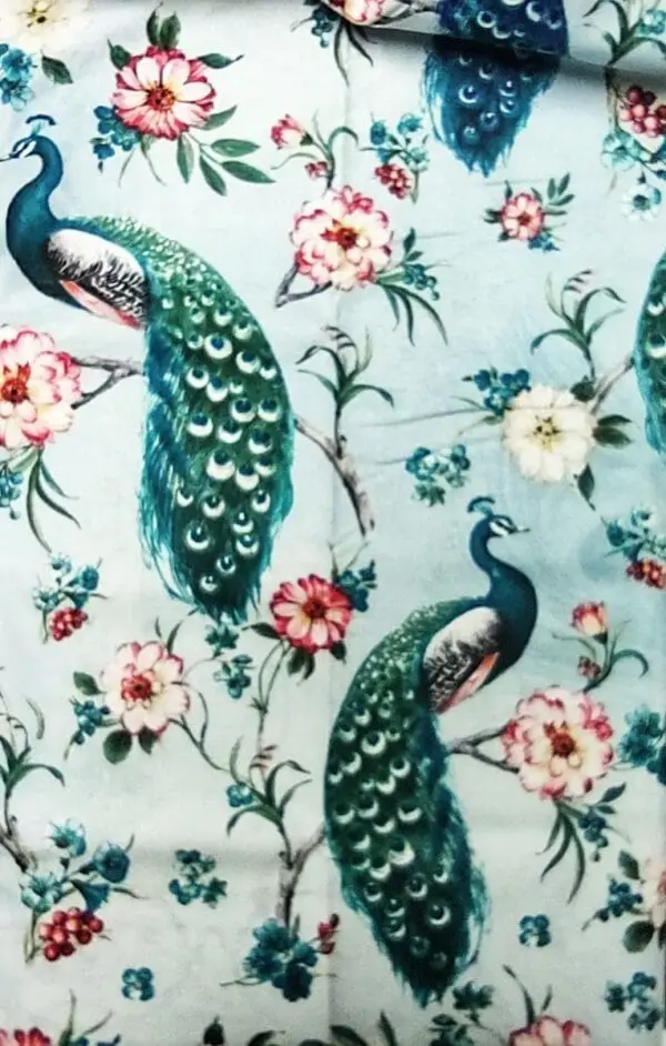 peacock with wild apples cotton material