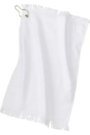 white fingertip towel with grommet