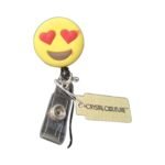 badge holder ID smiley face with alligator clip by Crystal Couture used for ID