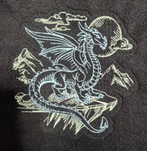 Embroidered mystic dragon design
