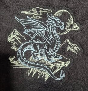 Embroidered mystic dragon design
