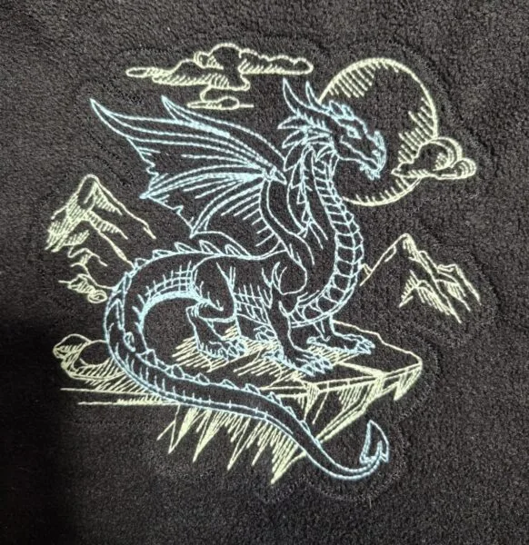 Mystic Dragon Embroidered Sweatshirt – Glow‑in‑the‑Dark Design 1 embroidered mystic dragon glow in the dark sweatshirt