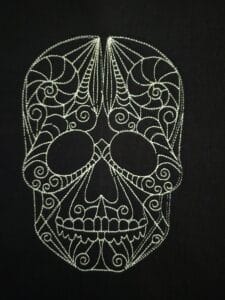 skull candy embroidered with glow in the dark thread