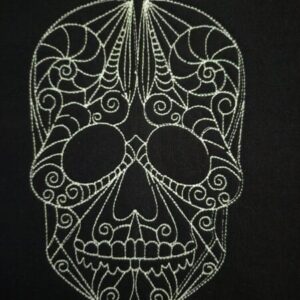 skull candy embroidered with glow in the dark thread