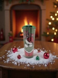 20 oz insulated cup with straw bah humbug grinch nb