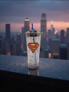 20 oz insulated cup with straw superman nb