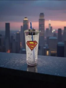 20 oz insulated cup with straw superman nb