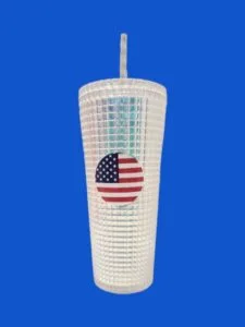 24 oz insulated cup with straw BPA free americana american flag nb