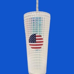 24 oz insulated cup with straw BPA free americana american flag nb