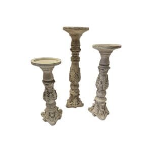 set of 3 architectural candle holders showing design