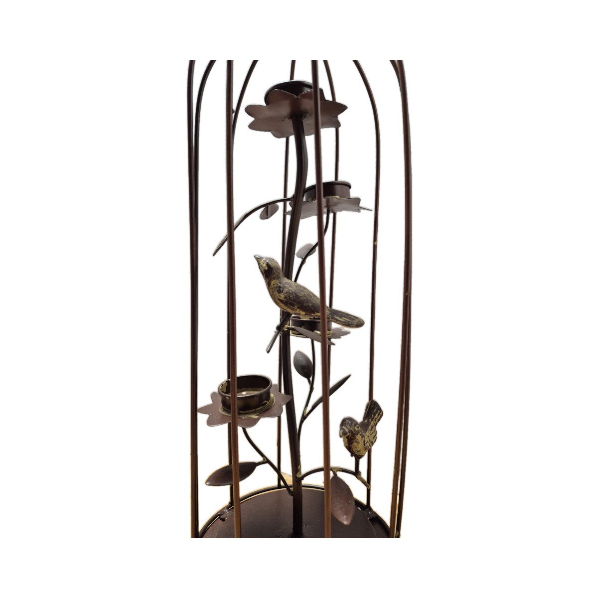 Bird Cage candleholder centerpiece 2 bird cage with candleholder close up showing birds