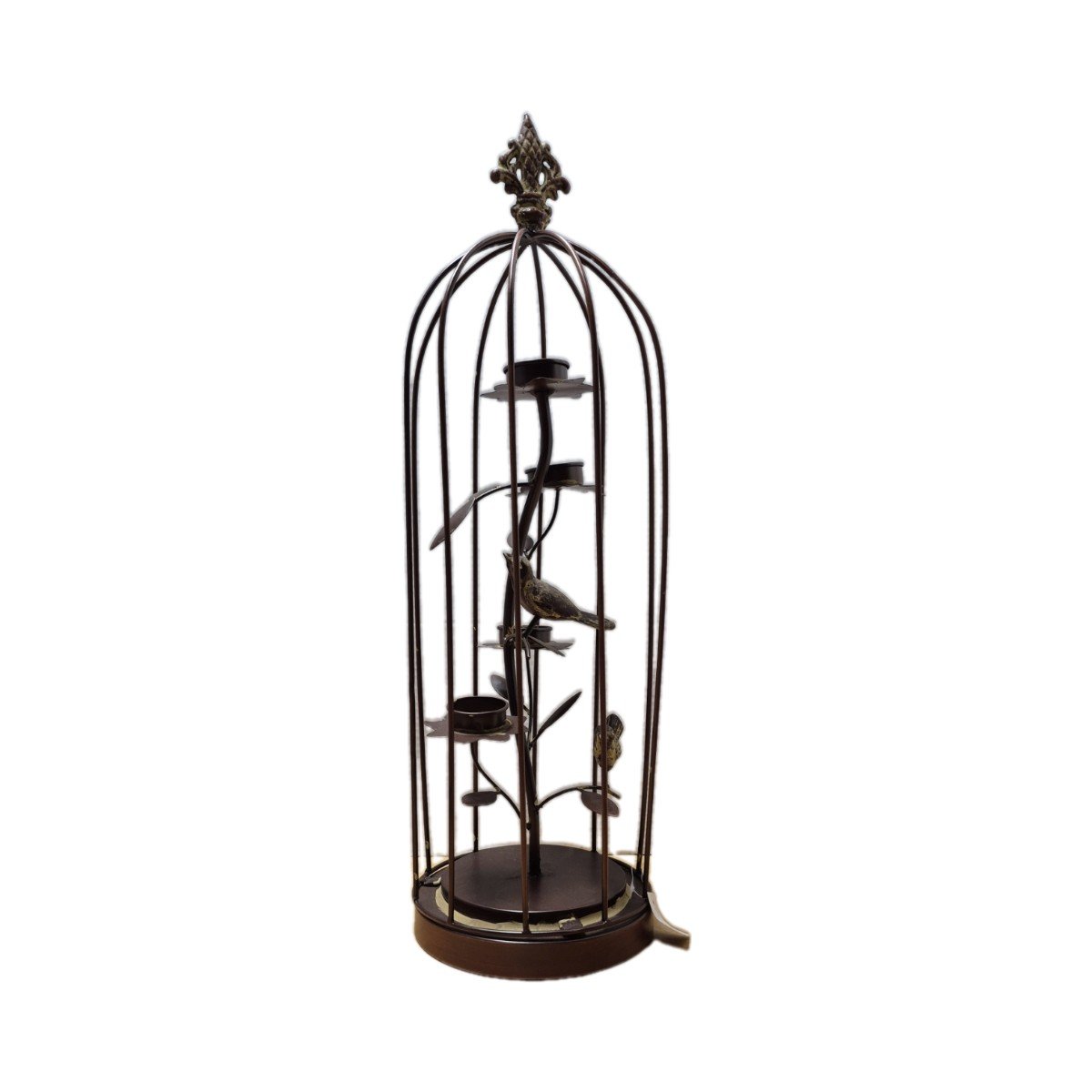 Bird Cage candleholder centerpiece 1 bird cage with birds and candleholders