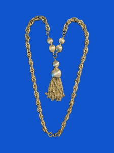 Vintage gold-tone tassel necklace from the 1960's to 1970's era