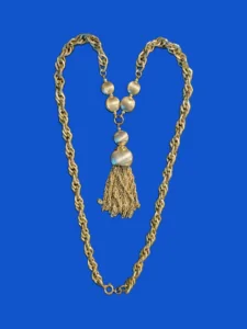 Vintage gold-tone tassel necklace from the 1960's to 1970's era