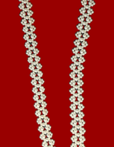Vintage Handmade Seed Bead Necklace – 18" – Open‑Work Center – White Beads – Wearable or Craft Supply