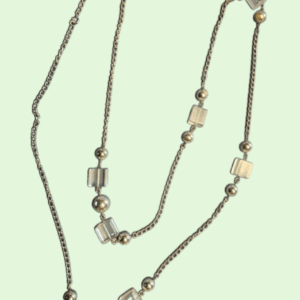 52" vintage costume jewelry with clear acrylic cubes and silver spheres