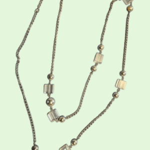 52" vintage costume jewelry with clear acrylic cubes and silver spheres