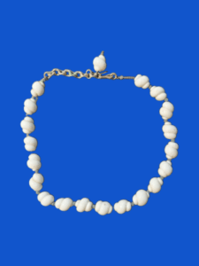 Vintage 16" with white glass Coral‑Inspired Beads with and Adjustable Chain