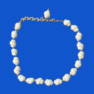 Vintage 16" with white glass Coral‑Inspired Beads with and Adjustable Chain