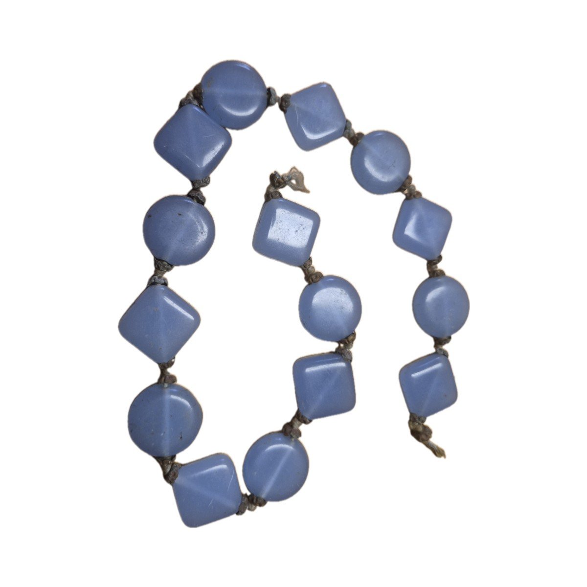 Vintage Blue Pressed Glass Bead Set – 7 Flat Rounds + 8 Squares – Craft Lot 1 vintage blue glossy glass beads for crafting
