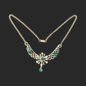 vintage retro necklace with emerald green stones
