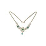 vintage retro necklace with emerald green stones