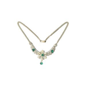 vintage retro necklace with emerald green stones