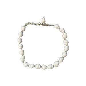 Vintage 16" with white glass Coral‑Inspired Beads with and Adjustable Chain