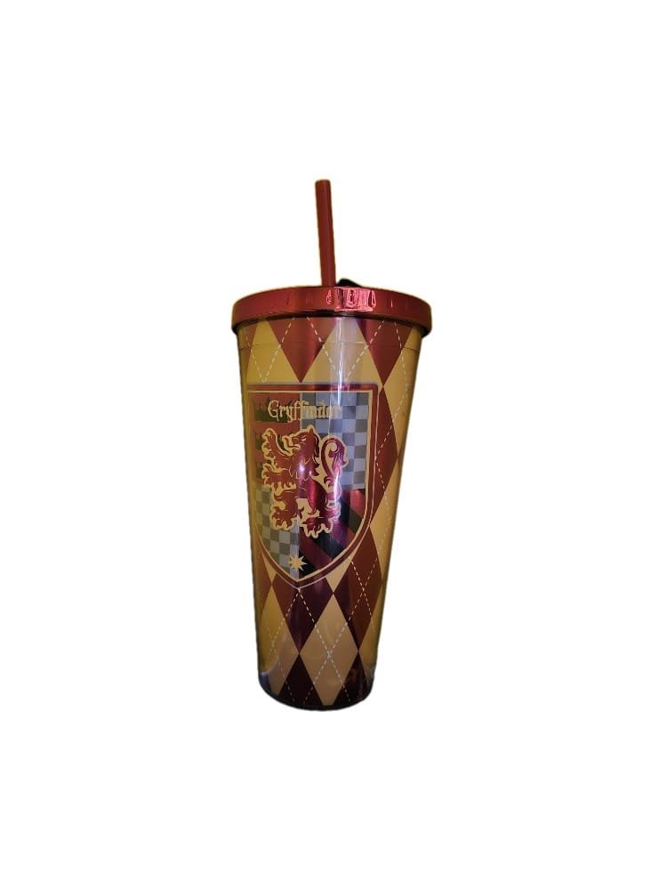 Gryffindor insulated cup with straw 1 20 oz Gryffindor insulated cup with red lid and straw featuring the lion crest
