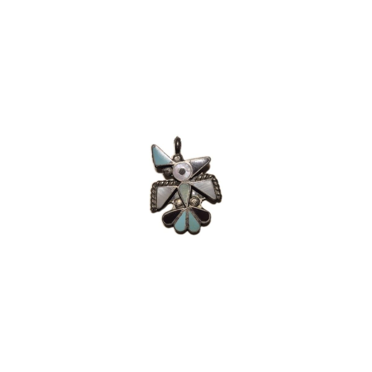 Vintage Southwestern Style Thunderbird Pendant Necklace 2 Vintage Southwestern‑style thunderbird pendant close‑up with colorful inlay accents