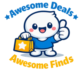 awesome buys logo deals and finds with shopping bag